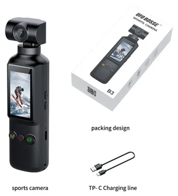 Produktbild von 4K-Handheld-Actionkamera mit 30 Bildern pro Sekunde Vlog-Kamera 270-Grad-HD-Display 64GB-Speicherkarte Foto und Videokamera für Schüler und Studenten Outdoor Taschenkamera