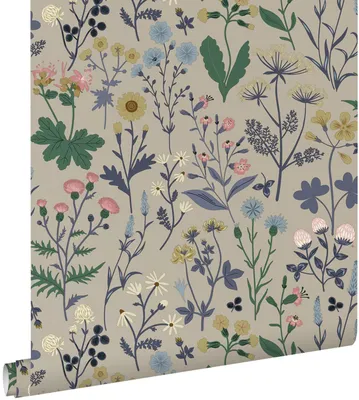 Produktbild von ESTAhome Tapete Feldblumen Blau und Grün 50 x 900 cm