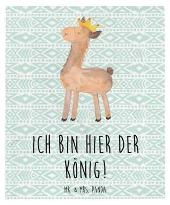 Produktbild von Mr. & Mrs. Panda Plaid Lama König - Aztekenblau - Geschenk, Couchdecke, Bettdecke, Tagesdecke, Bettüberwurf, Sofaüberwurf, Kollegin, Decke, Mama, Lamas, Abitur