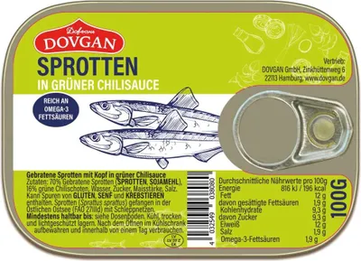 Produktbild von DOVGAN Sprotten in Grün Chillisauce 100g