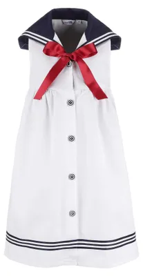 Produktbild von modAS Kinder Matrosenkleid ärmellos - Maritimes Kleid mit großem Kragen in Weiß Größe 74