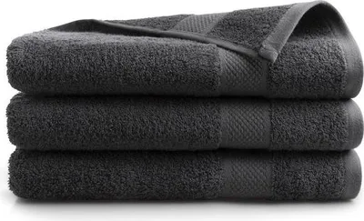 Produktbild von DoubleDry Premium Handtücher Set - 3 Stück 70 X 140 cm Baumwolle - 500 g/m² - Weich & Saugstark -  Badetuch badehandtücher Große Handtuch (Anthrazit)
