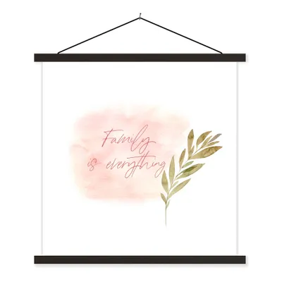 Produktbild von MuchoWow® Textilposter Zitate - Familie ist alles - Sprichwörter - Familie 120x120 cm mit schwarzem Rahmen - Aufhängungsset