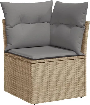 Productafbeelding van vidaXL Tuinbank in hoekopstelling met kussens, beige, van polyrotan