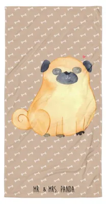 Produktbild von Mr. & Mrs. Panda Strandtuch Mops - Hundeglück - Geschenk, Reisehandtuch, Knuffig, Liebe, Handtuch, Duschhandtuch, Hundemama, Hund, Strandlaken, Sprüche, Duschtuch