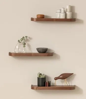 Productafbeelding van PromoHome® Set van 3 zwevende wandplanken – Natuurlijk houten design, 47x13x32 cm, bruin