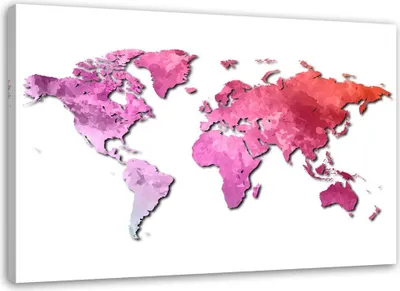 Produktbild von Leinwandbild rosa weltkarte 120x80 cm Feeby farbe wandbild bereit zum aufhängen