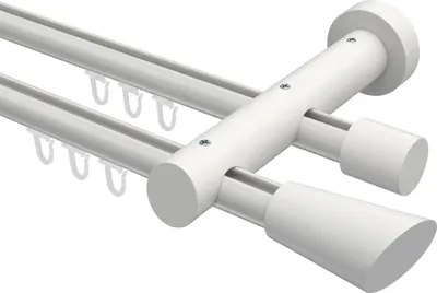 Produktbild von Interdeco Innenlaufstange / Gardinenstange mit Innenlauf Weiß, Typ Talent Bero (Konus Schräge), 20 mm Ø 2-läufig, 400 cm