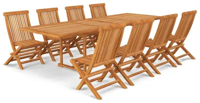 Image de vidaXL Ensemble de jardin 9 pièces teck massif