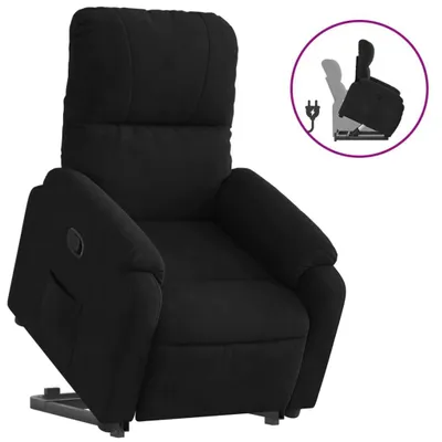 Image de Fauteuil inclinable noir tissu microfibre