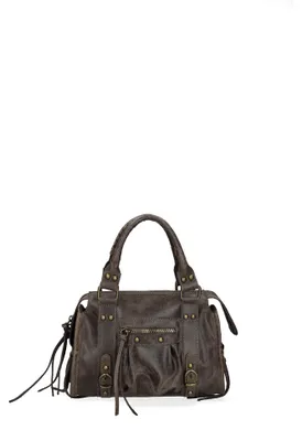 Produktbild von Erisia Damen-Schultertasche aus geprägtem Wildleder Abnehmbarer Riemen Italy Black B UNICA 25x15x10 cm