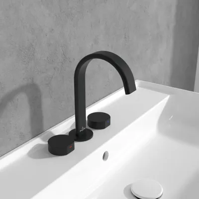 Obrázek produktu pro Villeroy & Boch Tříotvorová baterie řady Dawn 60 x 220 x 170 mm bez sifonu, matná černá, 1 ks.