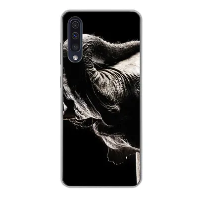 Produktbild von MuchoWow® Handyhülle Schutzhülle Hülle für Samsung Galaxy A50 Elefant - Schwarz - Tiere - Porträt Silikon Softcase Handy Hülle - Mobiltelefonhülle