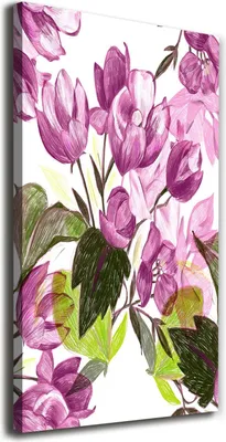 Produktbild von Tulup Leinwandbild® - 70x140cm - Wandkunst - Drucke auf Leinwand - Leinwanddruck - Wohnzimmer Wanddekoration XXL - Wohnung Deko Kunstdrucke - Blumen & Pflanzen - Lila - Violette Blumen