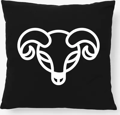 Produktbild von Huuraa Kissen Widder Sternzeichen Symbol 40x40cm mit Füllung Black Baumwolle Dekokissen Geschenkidee