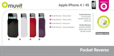 Produktbild von Muvit MUCCPPRIP4G001, Beuteltasche, Apple, iPhone 4/4S, Schwarz