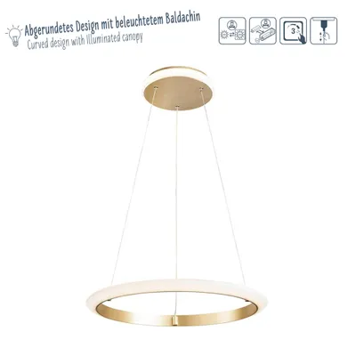 Produktbild von Pendelleuchte Newa 1 Flg. mattgold H: 150 cm x B: 50 cm x L: 50 cm 3000K Stufendimmer, höhenverstellbar