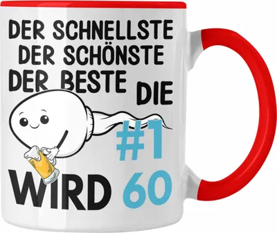 Produktbild von Trendation - 60. Geburtstag Tasse Geschenk Männer Vater 50er Geschenkidee Mann Lustig Spruch (Rot)