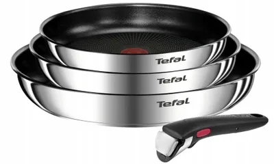 Produktbild von Pfannenset Tefal Ingenio Emotion L897S455 Edelstahl 4-teilig 22 24 28 cm mit abnehmbarer Griff
