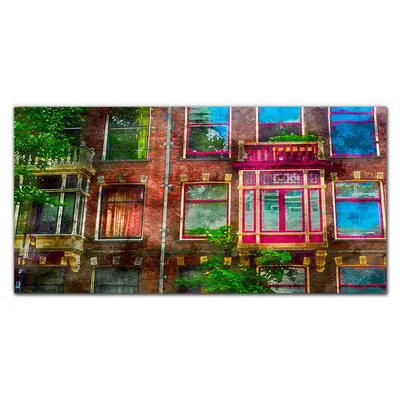 Produktbild von Coloray Küchenrückwand 100x50 Spritzschutz aus Glas - Architektur Hausfenster