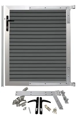 Produktbild von WPC Tür Tor Aluminium Gartentür Zauntür Gartentor Rhombus Anthrazit 90 X 110 cm