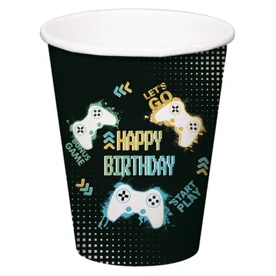 Produktbild von 8 Partybecher - Happy Birthday - Level Up - ca. 250 ml