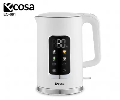 Immagine prodotto di Bollitore Ecosa in acciaio inox con impostazione della temperatura (40°C-100°C) Bollitore per tè da 1,7 litri e 2200 watt 100% BPA FREE Funzione Keep warm Display a LED con selezione della temperatura Bollitore per acqua Bianco