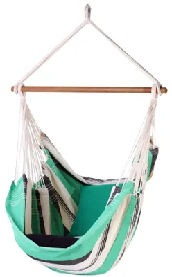 Image de MacaMex Relaxa Mint Chaise suspendue Coton naturel, turquoise, gris Chaise suspendue