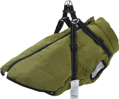 Obrázok produktu pre Psový kabát, olivovo zelený, veľkosť L, materiál: fleece a polyester