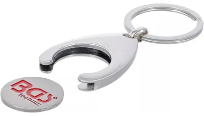 Image de Porte-clé avec Jeton pour Caddy - 1 pcs, 4,8 x 0,9 x 7 cm - , Pratique et Résistant - D-Work