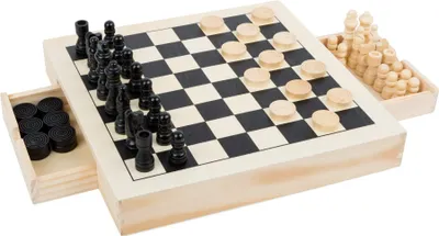 Imagen del producto de Elzusha - Juego 3 en 1: Ajedrez, damas y tres en raya, con 56 piezas
