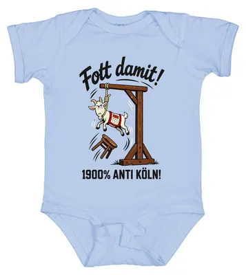 Obrázek produktu pro Tričko s potiskem "1900% Anti Köln Geißbock Galgen Fußball", sarkastické, pro kojence, světle modré, velikost 0/3 měsíce
