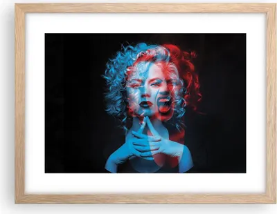 Produktbild von Gerahmtes Poster - Rahmen in heller Eiche - Schwarz Frau Emotionen - 40x30 cm - Wand Bild - Wanddeko - Wandbilder - Kunstposter - Wandposter - Bilderrahmen - Bilder - Kunstdruck - P2NAA40x30-4472