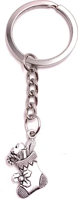Produktbild von Onwomania Schlüsselanhänger Nikolausschuh Schuh Fenster Silber Metall Anhänger Charm