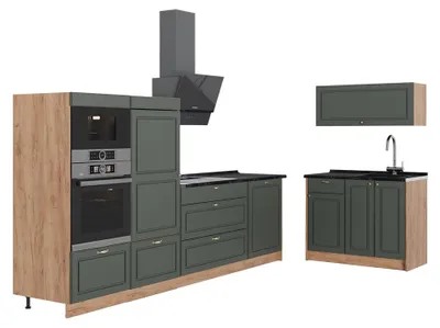Obrázok produktu pre Kuchyňa Vicco Fame-Line Zelený a zlatý vidiecky dom/Dub Goldkraft 380 cm bez pracovnej dosky, Model 64103