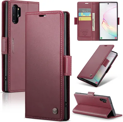 Image de Galaxy Note 10+ Case, RFID Blocking Card, Advanced Flip Leather Case with Stand Function for Samsung Galaxy Note 10+ / Note 10 Plus Red
