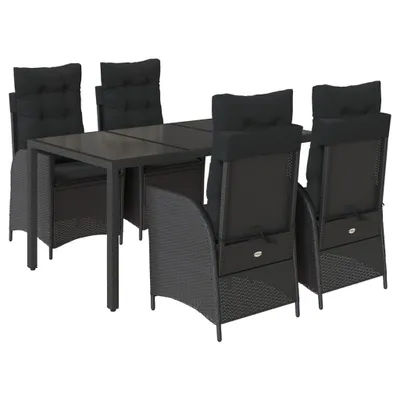 Imagen del producto de vidaXL Juego de mesa de jardín de 5 piezas con cojines, color , fabricado en ratán sintético