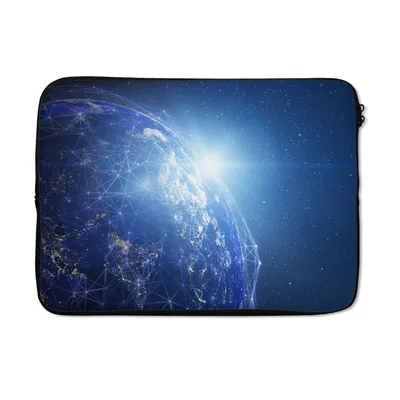 Produktbild von MuchoWow® Laptop Hülle 14 ZollErde - Netz - Licht Laptoptasche - Laptoptasche - Stoßsicher - Schutzhaube