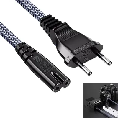 Produktbild von Euro-Stecker (CEE7/16) zu C7 Netzkabel 2 m – Euro Anschlusskabel für Konsolen & TV