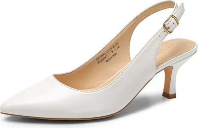 Produktbild von DREAM PAIRS Damen Pumps Slingback Sandalen Pumps für Damen Pointed Toe Kleid Partei Gericht Schuhe Damen Kitten Heel Hochzeit Schuhe,Size 39,Weiss-Pu,SDPU2444W