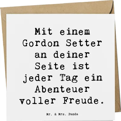 Produktbild von Mr. & Mrs. Panda Grußkarte Spruch Gordon Setter Freude - Weiß - Geschenk, Glückwunschkarte, doppelkarte, Hunderasse, anlasskarte, Jagdhund, Klappkarte, Hunde-Freundschaft