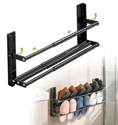 Wand-Schoenenrek, 2 Etagen, ausziehbar 37-67 cm, Metall, 6 Paar