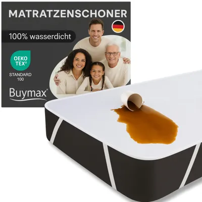 Produktbild von Buymax Matratzenschoner 200x220 cm, wasserdicht und atmungsaktiv, mit 4 eingenähten Eckgummis, Inkontinenzauflage als Nässeschutz