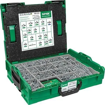 Produktbild von SPAX Montagekoffer L-BOXX, 1 Stück, Schraubenset mit 16 Abmessungen, Senkkopf, T-STAR plus, 4CUT, WIROX