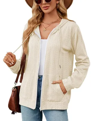 Produktbild von BKEPDY Damen Sweatjacke Hoodie Sweatshirtjacke Pullover Oberteile Kapuzenpullove