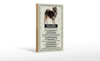 Produktbild von Holzschild Spruch 12x18 cm Tiere Eurasier Hausordnung Hunde Dekoration