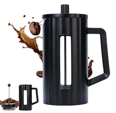 French Press 1000 ml, hitzebeständiges Glas, Edelstahlfilter, BPA-frei, schwarz