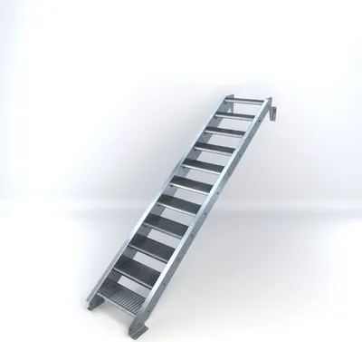 Produktbild von Stahltreppe 11 Stufen bis Höhe 220 cm, Laufbreite : 60 cm kein Geländer ST 2 (31 / 31 mm gezackt)