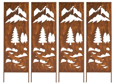 Produktbild von Sichtschutz Metall 4x - 160 x 50 cm - Edelrost - Rostoptik Sichtschutz für Garten - Sichtschutzelement - Sichtschutzwand - Gartendekoration Zaun Rost