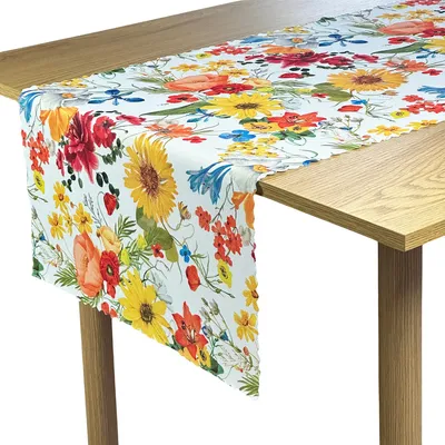 Produktbild von Tischtuchläufer Fleckenabweisende Blumen Gelbe Wiese Bunte Blumen Gelb Grün Bieżniki 50x140 cm
